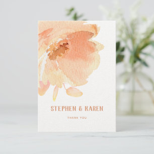 Blush Peach Peony Elégant Carte de remerciements d