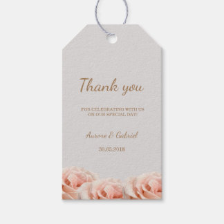 Blush Peach Rose Blumengraue Hochzeit Vielen Dank Geschenkanhänger