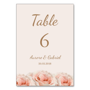 Blush Peach Rose blumenreiche Hochzeitsstimmung Ti Tischnummer