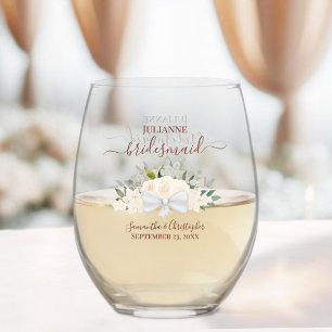 Blush Peach Rose Bridesmaid Trauzeugin Geschenk Weinglas Ohne Stiel