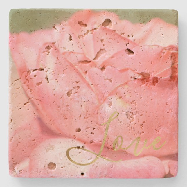 Blush Peach Rose Gold Inspiration Liebe Steinuntersetzer (Vorderseite)