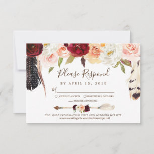 Blush & Peach Rose Traumreise Boho Hochzeit RSVP Karte