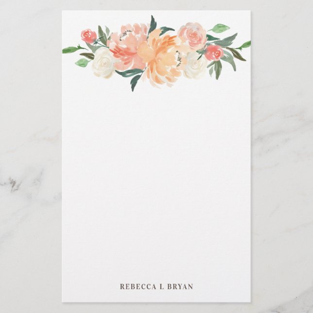 Blush Peach Sage Blumengarten Briefpapier (Vorderseite)