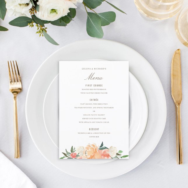 Blush Peach Wassercolor Farbgeblasene Farbe Menükarte (Von Creator hochgeladen)