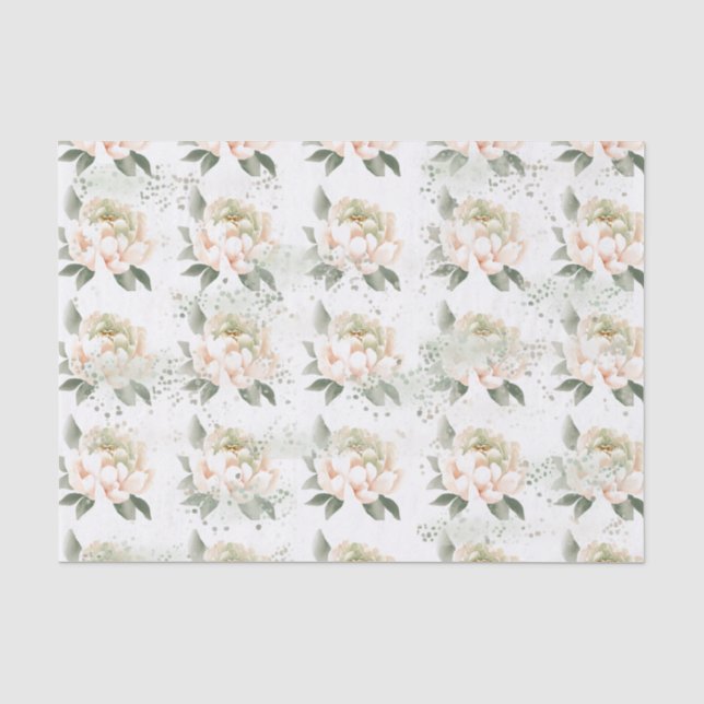 Blush Peachy Peonies Speckled Tissue Seidenpapier (Vorderseite)