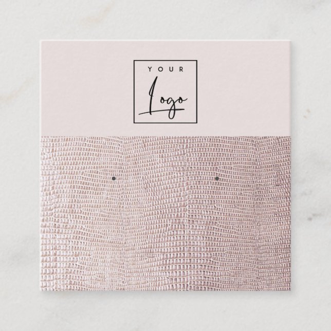 Blush Pearl Leather Texture Stuck Earring Display Quadratische Visitenkarte (Vorderseite)