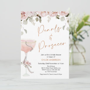 Blush Pearls Prosecco Blush Brautparty Einladung