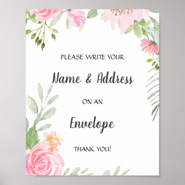 Blush Peonies Baby Shower Address Envelope Poster (Vorne)