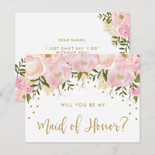 Blush Peonies Pink Floral Sei meine Trauzeugin Einladung