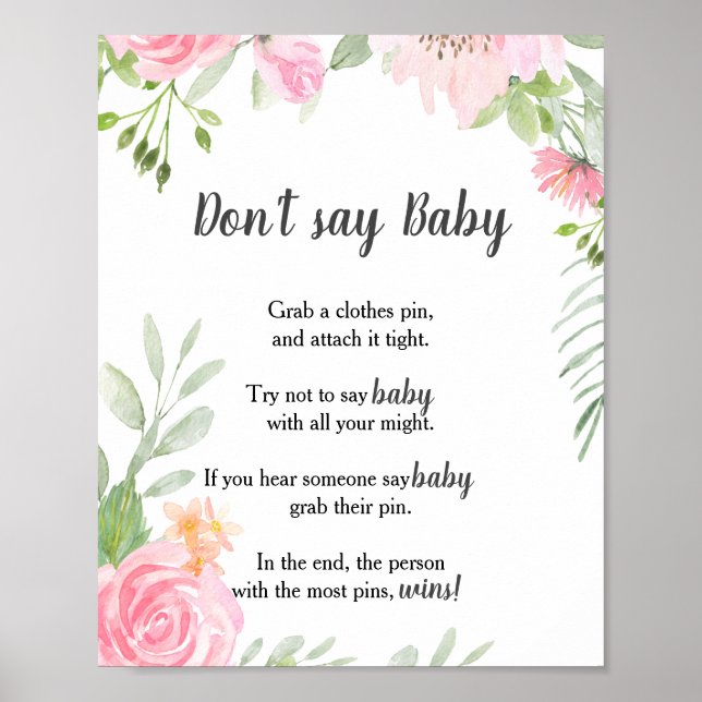 Blush Peonies sagen kein Baby Poster (Vorne)