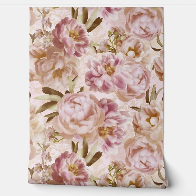 Blush Peonies Springblumen Opulenter Garten Tapete (Abrollen)