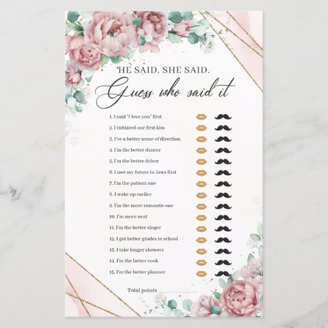 Blush peontus eucalyptus gold Er sagte, sie sagte (Vorderseite)