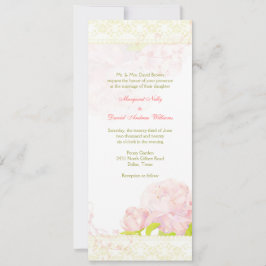 Blush Peony Bouquet Long Vertical Wedding Einladung