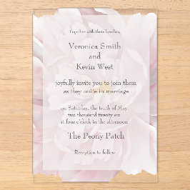 Blush Peony Clear Acrylic Hochzeitseinladung Acryleinladungen