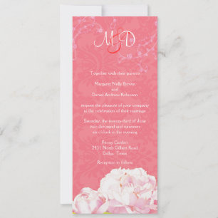 Blush Peony Coral Pink Monogram Wedding Einladung