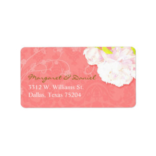 Blush Peony Coral Wedding Address Adressaufkleber