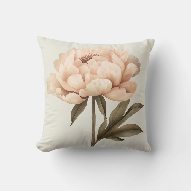 Blush Peony Elegance: Anspruchsvoller Grace Kissen (Vorderseite)