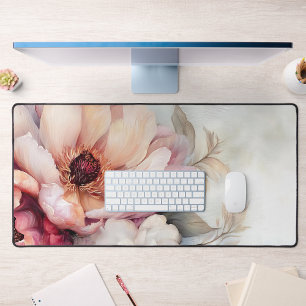 Blush Peony Floral Desk Mat Soft Pastor Art Schreibtischunterlage