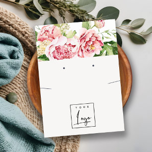 Blush Peony Floral Logo mit Nekklace Display Visitenkarte