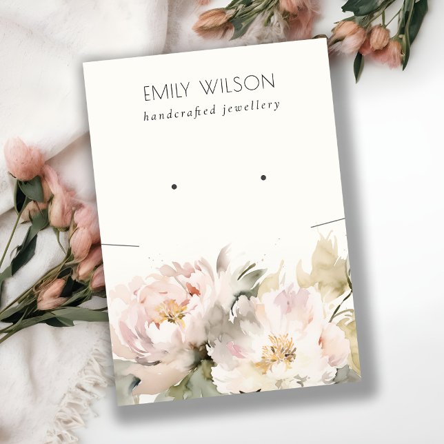 Blush Peony Floral Necklette Earring Combo Display Visitenkarte (Von Creator hochgeladen)