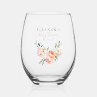 Blush Peony Floral Watercolor Pink Babydusche