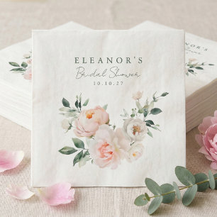 Blush Peony Floral Watercolor Pink Brautparty Serviette