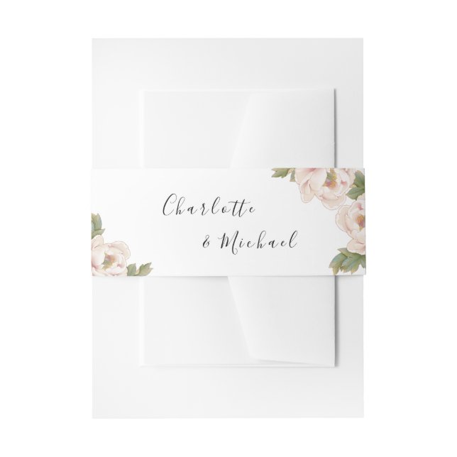 Blush Peony Floral Wedding Einladung Einladungsbanderole (Vorderseite Beispiel)