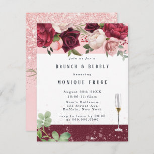 Blush Peony Glitzer Brunch & Bubbly Einladung