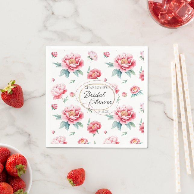 Blush Peony Individuelle Name Napkins Serviette (Beispiel)