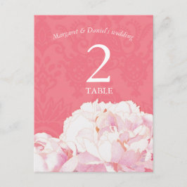 Blush Peony Pink Wedding Tischnummer Card