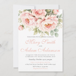 Blush Peony Watercolor Wedding Invitation Einladung