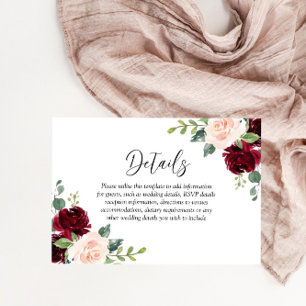 Blush Perfektion: Bläserne Hochzeit in Wasserfarbe Begleitkarte