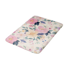 Blush Petal Serenity Floral Botanisches Rosa Badematte