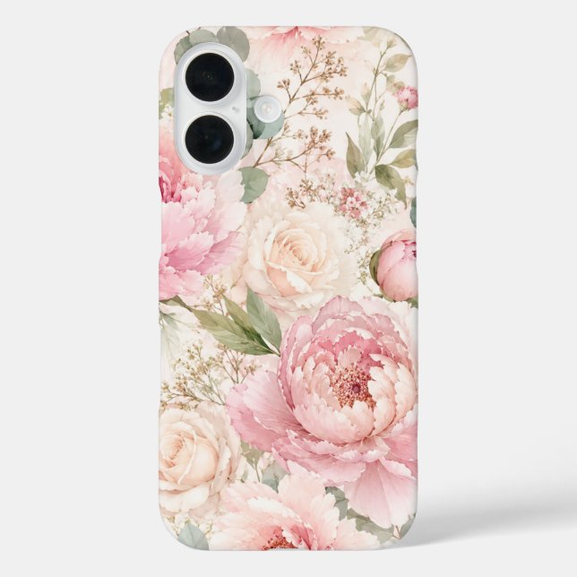 Blush Pfingstrose Blumen iPhone 16 Pro Max Robuste Hülle (Rückseite)