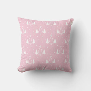 Blush Pines: Weich rosa Weihnachtsbaum Kissen