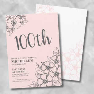 Blush Pink 100. Geburtstagsparty Einladung