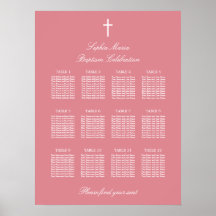 Blush Pink 12 Table Baptism Seating Chart Poster