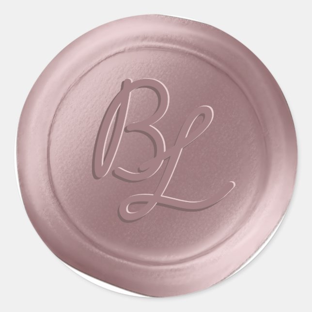 Blush Pink 2 Letter Monogram Wax Siegel Stickers (Vorderseite)