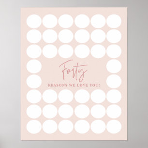 Blush Pink 40 Gründe für unsere Liebe Sie Geburtst Poster