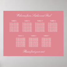 Blush Pink 7 Tabelle Hochzeitsdiagramm Poster