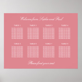 Blush Pink 8 Tisch Hochzeitskartentabelle Poster