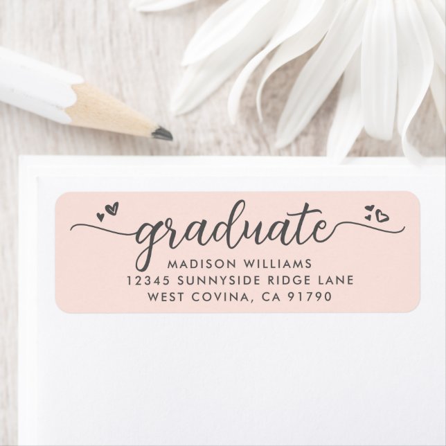 Blush Pink Abschluss Script Herzstück Moderne Adre (Insitu)