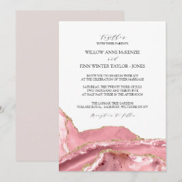 Blush Pink Agate Moderne Hochzeit Einladung