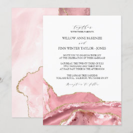 Blush Pink Agate Moderne Hochzeit Einladung
