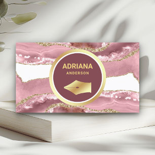 Blush Pink Agate Rechtsanwalt Gold Pen Nib Visitenkarte