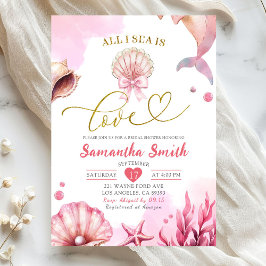 Blush Pink All I Sea Is Love Coastal Bridal Shower Einladung