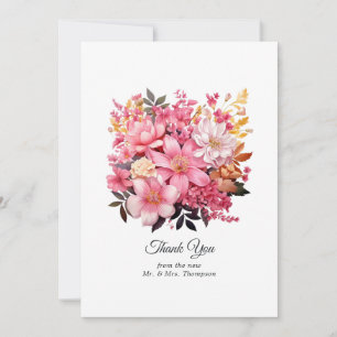 Blush Pink and Gold Floral Wedding Dankeskarte