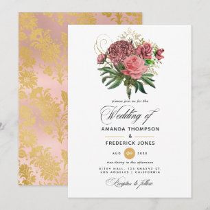 Blush Pink and Gold Floral Wedding Einladung