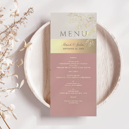 Blush Pink and Gold Floral Wedding Menükarte