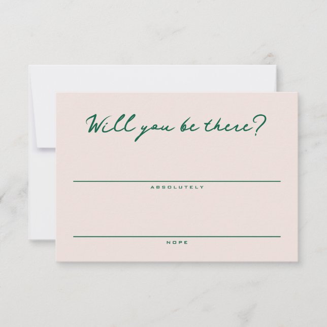 Blush Pink and Green Simple RSVP Card (Devant)